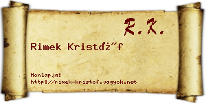 Rimek Kristóf névjegykártya